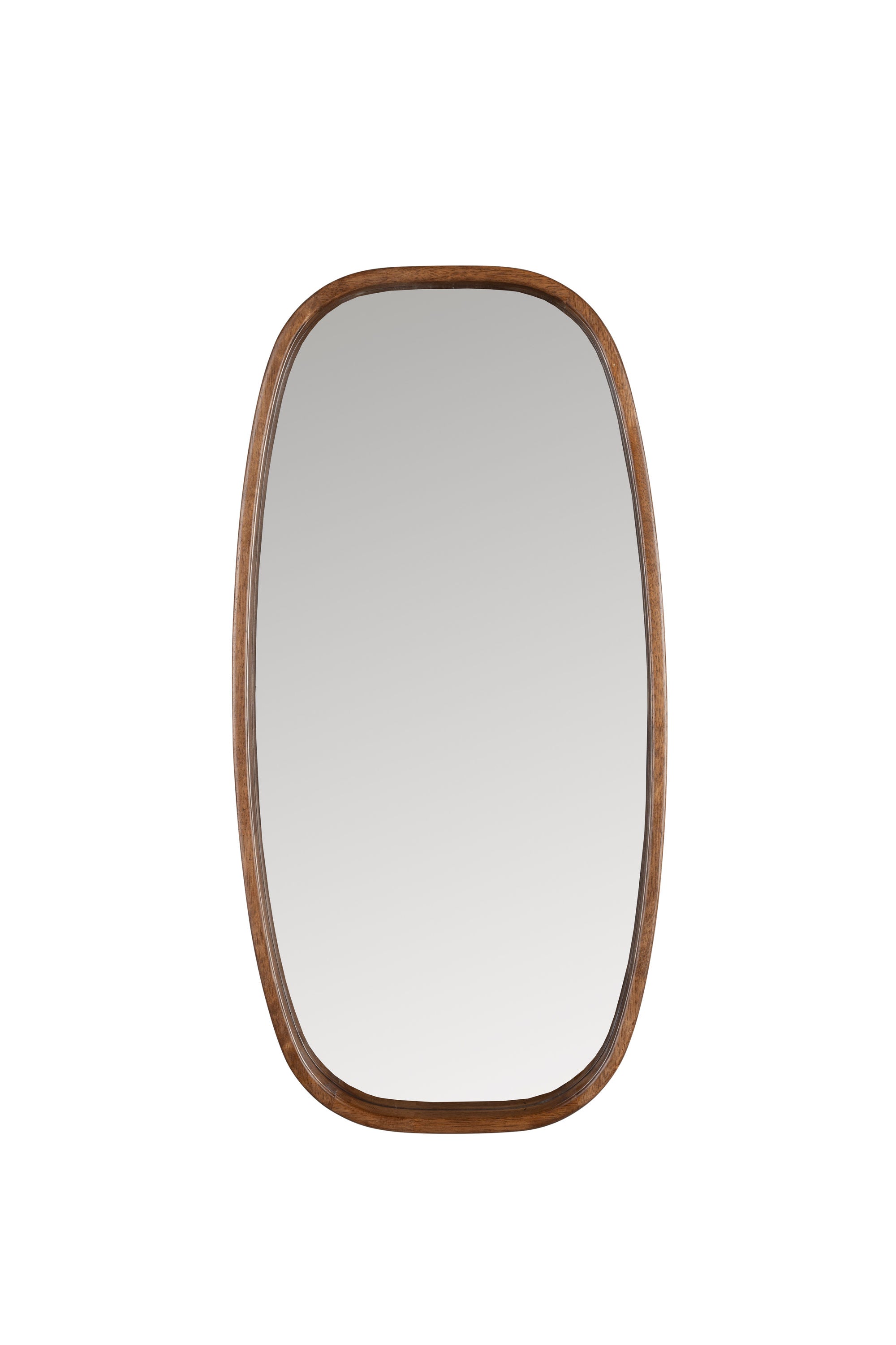 Nyko Brown Wood Rounded Oval Wall Mirror Medium